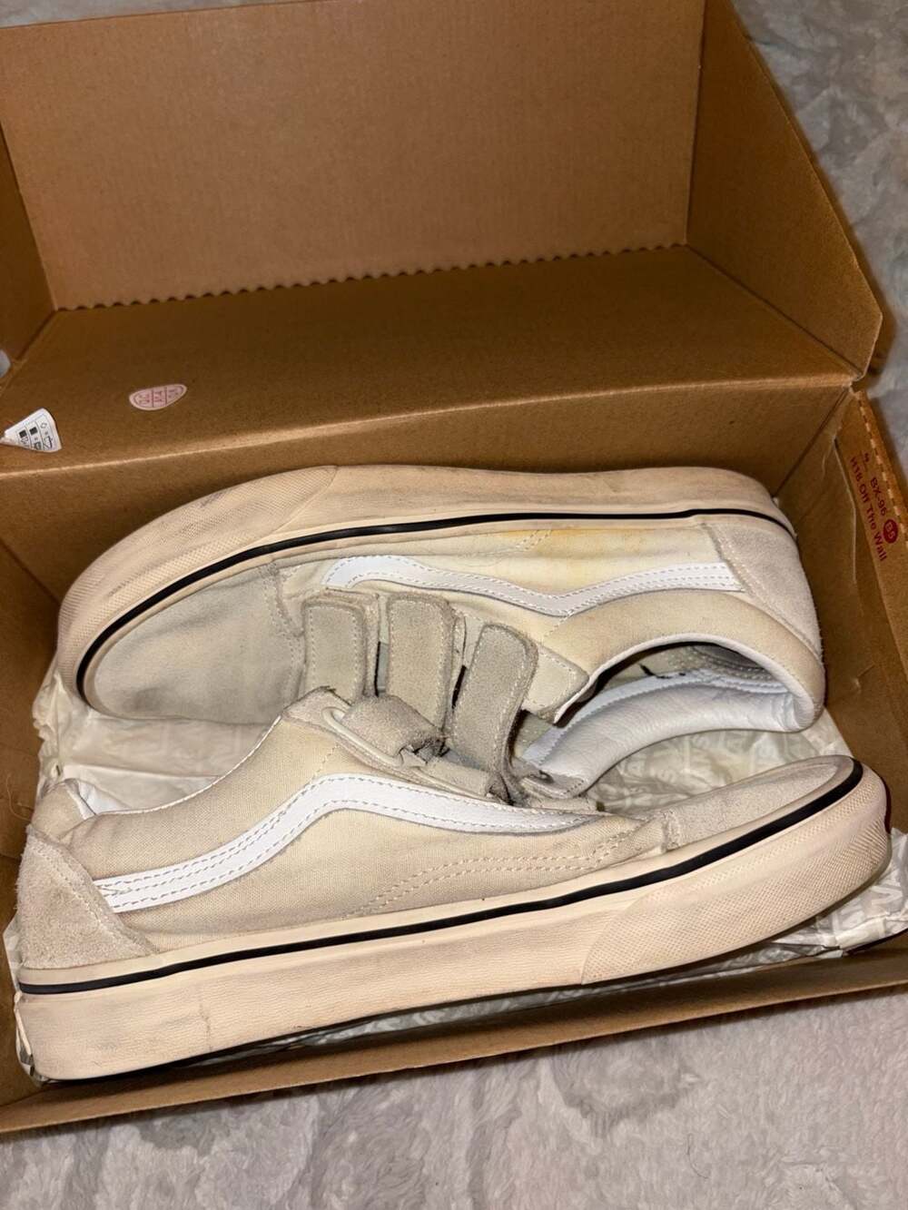 Vans Old Skool V Marshmallow Canvas/Suede Strap Sneakers